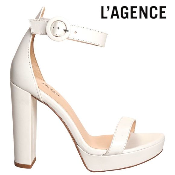 L’AGENCE Cecile Ankle Strap Sandal in White Size EU 38.5 NWOT - Picture 15 of 15